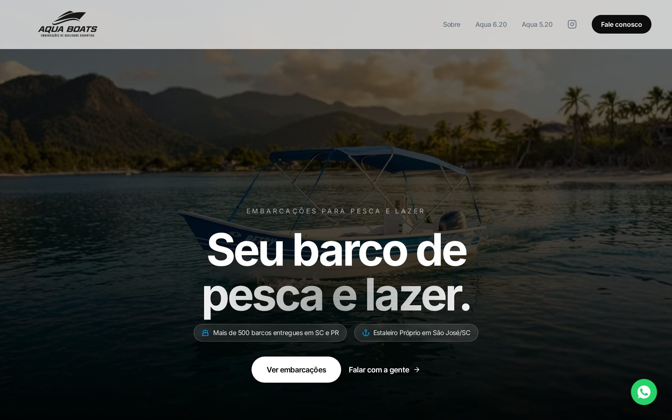 Tela real do projeto Aqua Boats