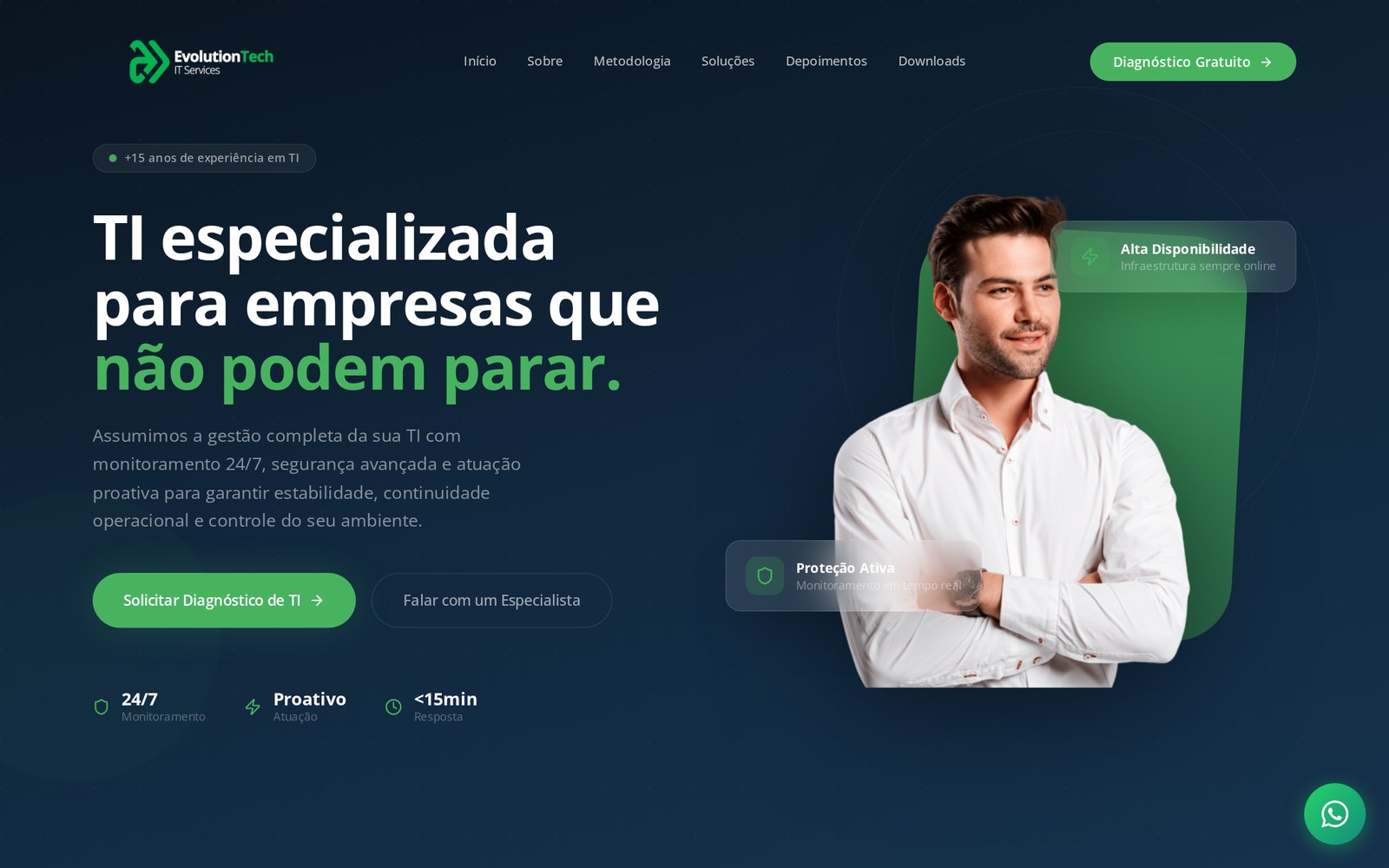 Tela real do projeto EvolutionTech IT Services