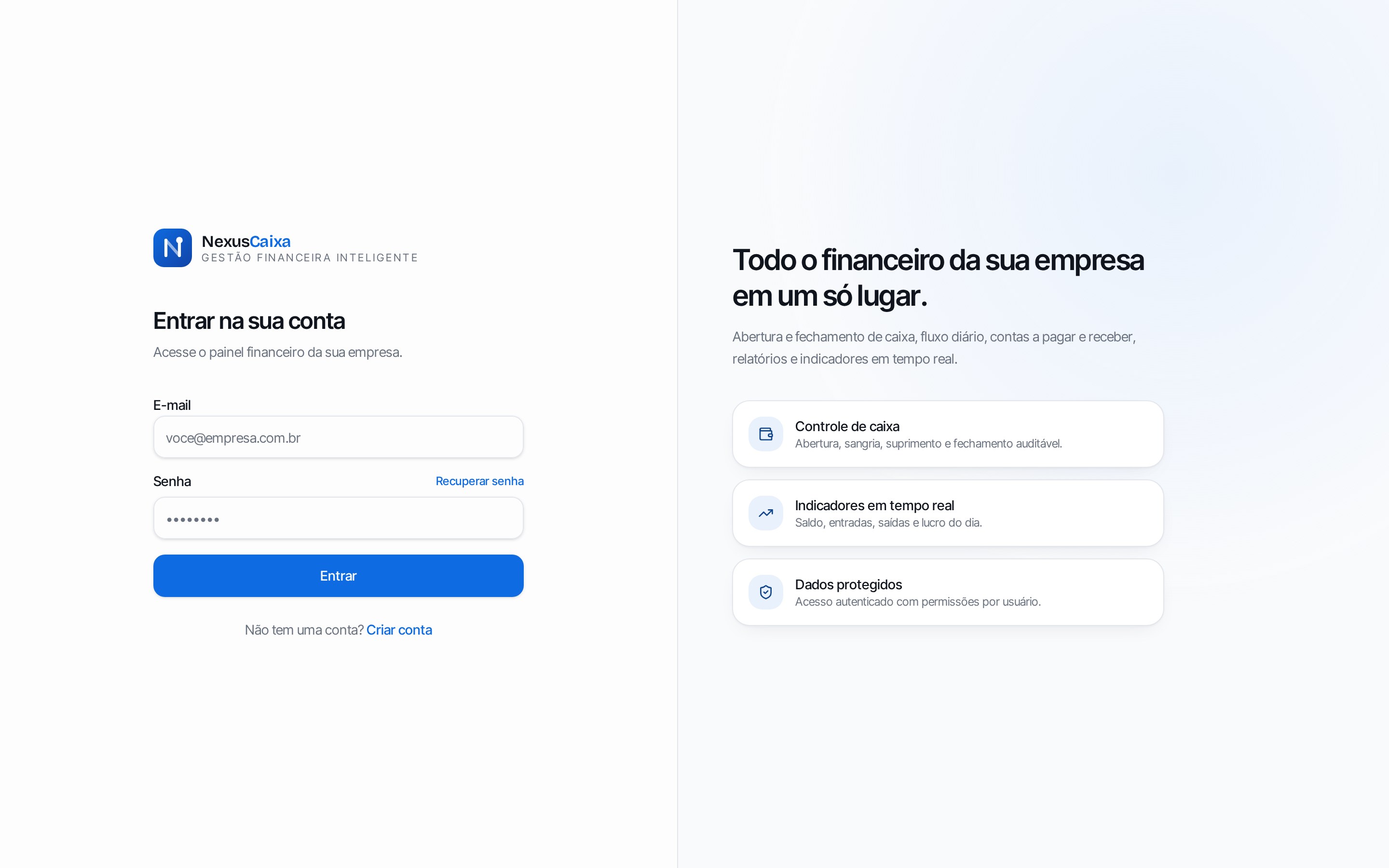Tela do projeto Nexus Caixa