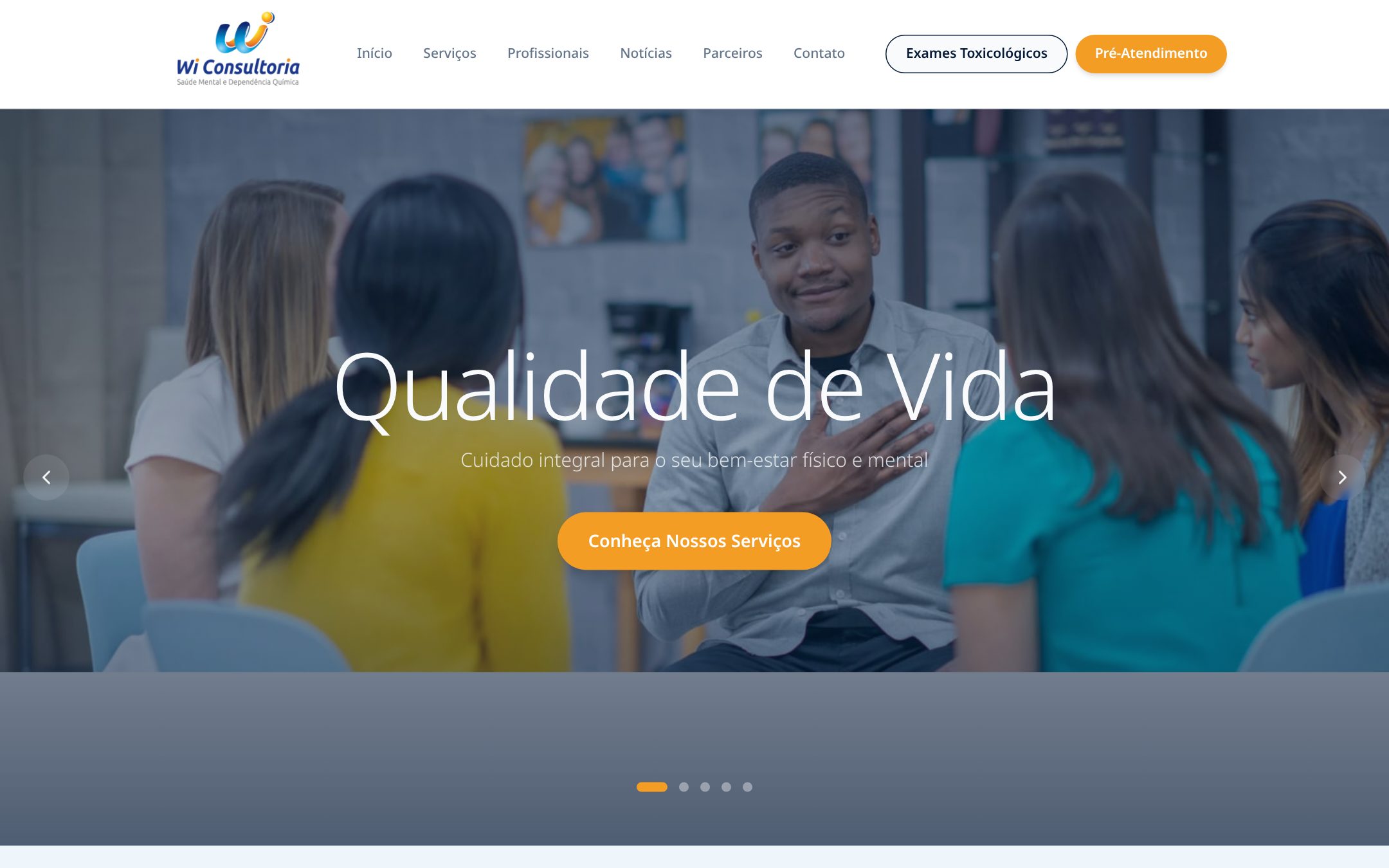 Tela real do projeto WI Consultoria